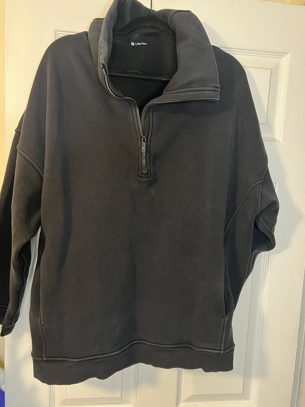 #117 Lululemon Thick Fleece Half-Zip Black XL/XXL Oversized W3FICS - Picture 2 of 5